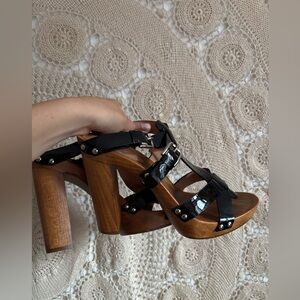 Dolce and Gabbana patent leather wooden heels. Size 41. Fits US 11
